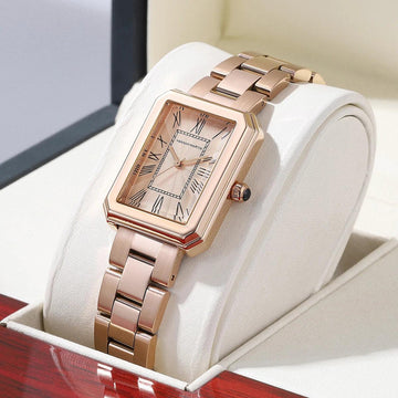 New Arrival Super Elegant Fashion Square Roman Dial Stainless Steel Strap Japanese Movement 3Bar Quartz Watches